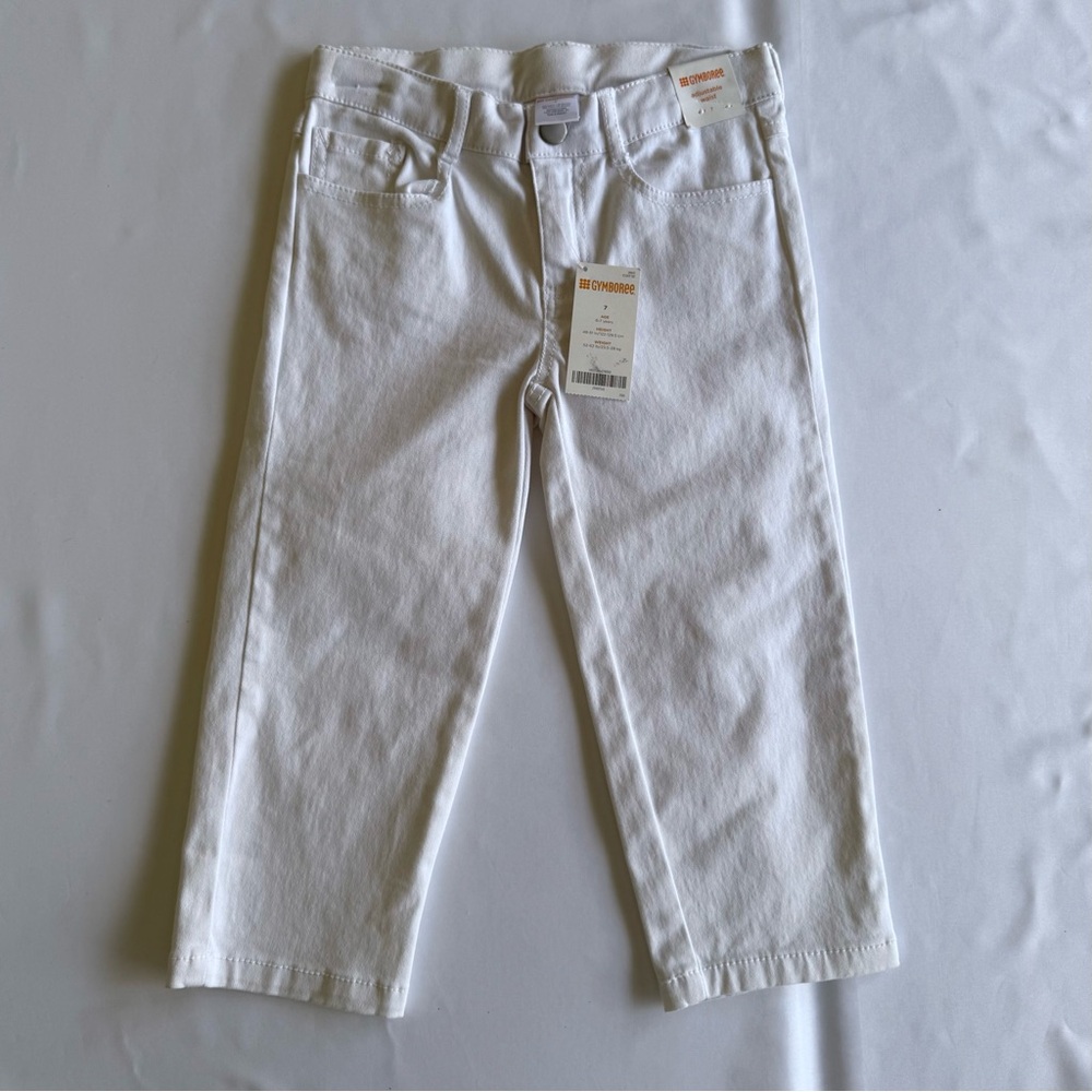 Gymboree (Outlet) White Adjustable Waist Summer Cropped Pants NWT Size 7 Girls